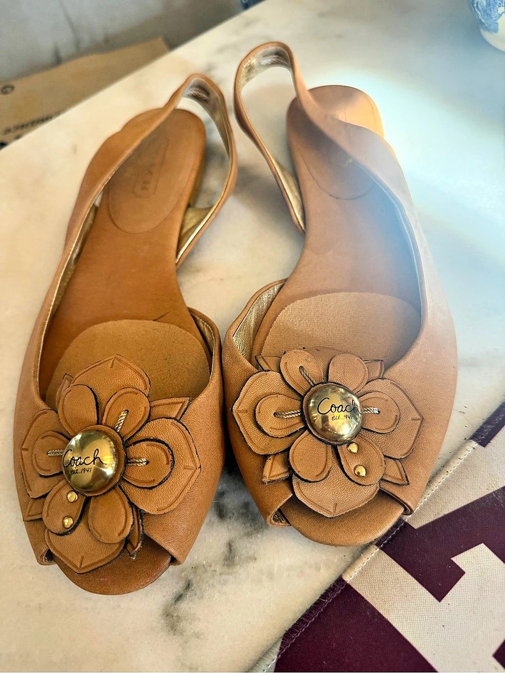 Coach Floral Sandals in tan